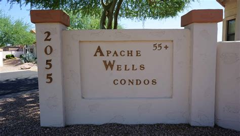 Apache Wells HOA Golf Course Home Apache Wells Retirement Community Furnished Block List. MONTH-TO MONTH. Not available from December 1, 2019 - March 31, 2020. ... Apache Wells is a 55+ Community located in East Mesa, Arizona where the homes and the land are owned by the residents. The community includes a fitness center, heated pool and spa .... 