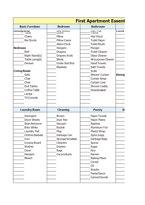 Apartment Checklist Worksheet Excel Templates at