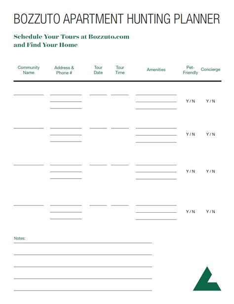 Apartment Hunting Planner Image Bozzuto