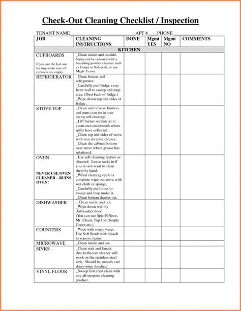 Apartment Maintenance Checklist Template Addictionary