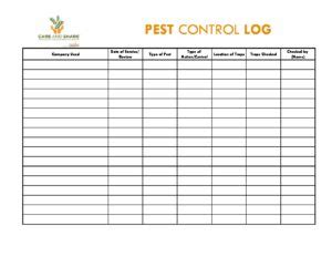 Apartment Pest Control Log Sheet home