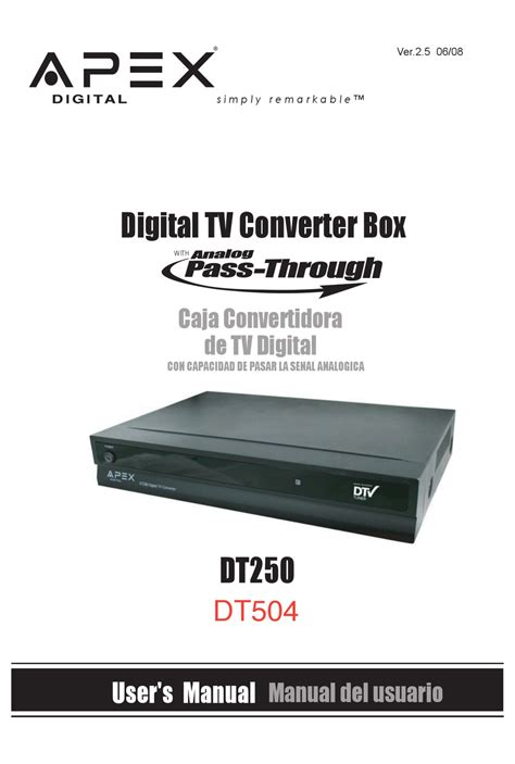 Apex digital tv converter box dt504 manual. - Il manuale di compensazione 5a edizione.