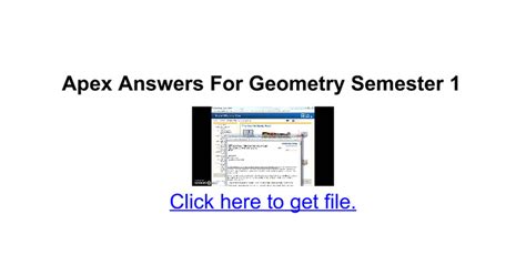 Apex learning geometry semester 1 answer key. We additionally find the money for variant types and along with type of the … Apex Learning Geometry Semester 1 Answer Key Apex Learning Geometry Semester 1 This is likewise one of the factors by obtaining the soft Jul 11 2020 Apex-Geometry-Semester-1-Exam-Answers 2/3 PDF Drive - Search and download PDF files for free. 