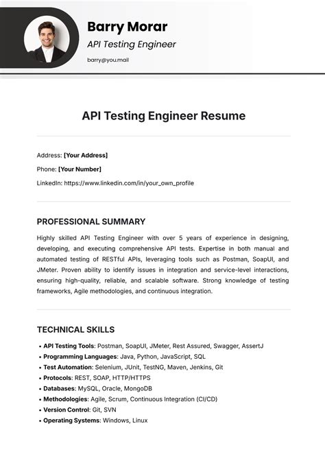 Api testing resume example.  An API is often made up of different parts which act as tools o...