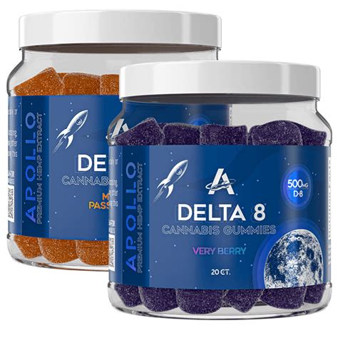 Enjoy the delicious flavors of our award-winning gummies while experiencing the uplifting, relaxing feeling of Delta 9. Our gummies are natural; vegan, and contain 25mg of Apollo’s pure Delta 9 extract per gummy.. 