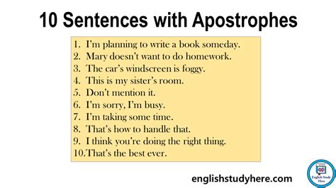 Apostrophe examples in sentences