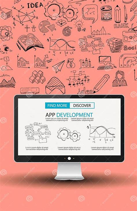 App Development Infpgraphic Concept Background With Doodle Design Style