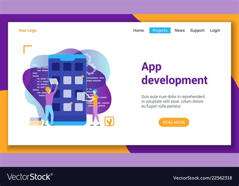 App Development Lp Template Stock Vector Illustration of development