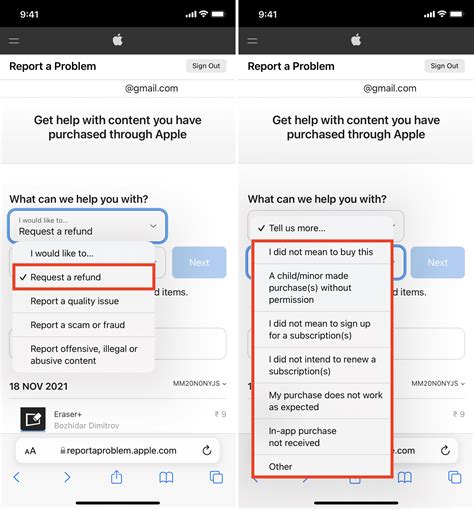 How to request a refund. Sign in to reportaproblem.apple.com. Tap or click "I'd like to," then choose "Request a refund." Choose the reason why you want a refund, then choose Next. Choose the app, subscription, or other item, then choose Submit. If you were charged for a subscription that you no longer want, you can also cancel the subscription.. 