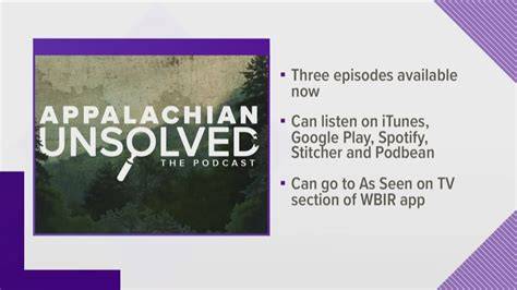 Appalachian unsolved.  Browse through the Podcast Appalachian Unsolved and its episo...