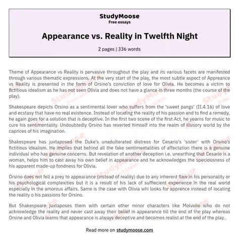 Appearance vs. Reality in Twelfth Night - StudyMoose