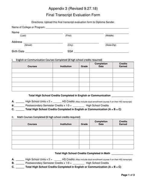 Appendix 3 Download Printable PDF or Fill Online Final Transcript