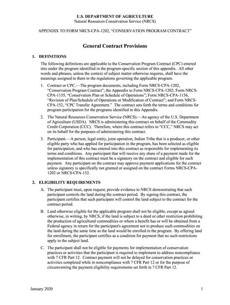 Appendix to Form NRCS-CPS-1202, Conservation Program Contract