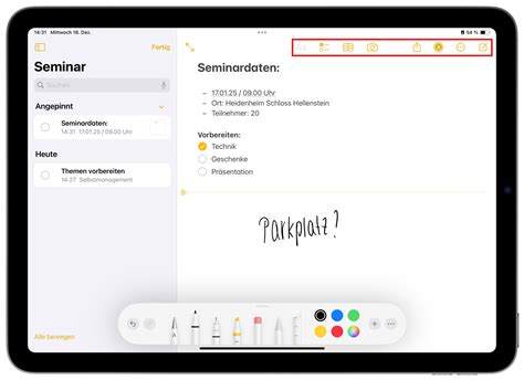 Apple Tablet Notizen schreiben