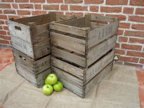 Apple crate. As a visual merchandising solution apple crates are perfect within a retail environment, but also a highly sought after gift for domestic home use. This listing is for one crate They measure 50cm x 40cm x 30cm----- Our full range can be viewed in person by visiting our warehouse in Hampshire. We are based just off the main A3 which is the ... 