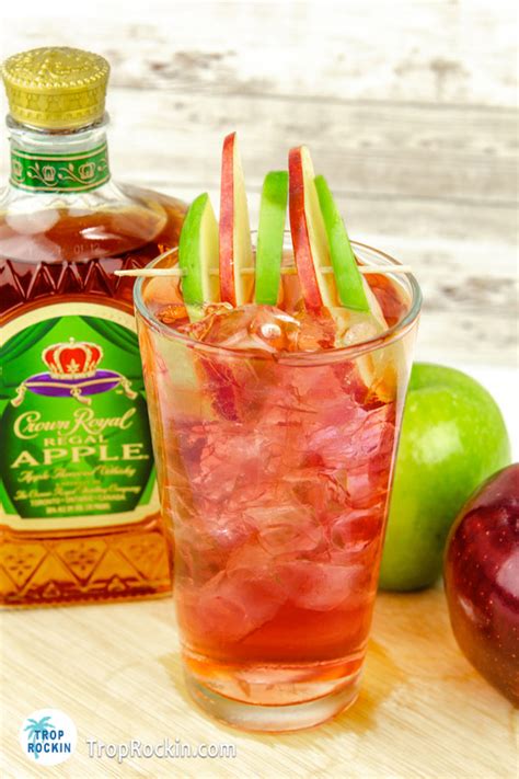 Apple crown drinks. The Crown Royal Peach & Cranberry Juice combination takes the senses on a delightful journey. The Crown Royal whiskey brings its signature smoothness, while the peach schnapps adds a luscious touch of sweetness. The cranberry juice provides a tart and tangy flavor profile that beautifully complements the peach and whiskey notes. 