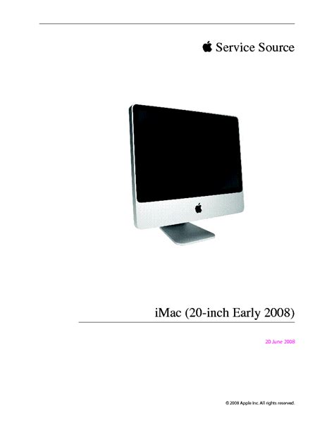 Apple imac 20 inch early 2008 service repair manual. - Panasonic tx 85xw944 85xw945 85x940e 85xr940 manuale di servizio e guida alla riparazione.