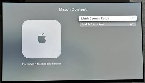 Apple tv match content on or off.  My next TV will be something that support...