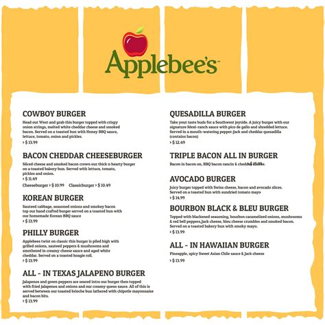 Applebee’s drink menu has beer and wine and features 11 cocktails