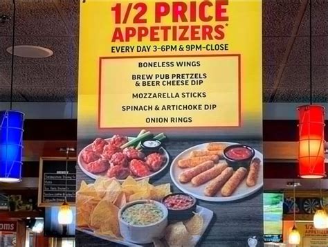 Feb 24, 2016 · The Applebee's Neighborhood Grill & Bar Happy Hour deals include: 1/2 Off Drinks: $3.25 tall domestic beers on tap, $3.50 wines and well drinks, and even $4.00 Margaritas and Long Islands. 1/2 Off Select Appetizers: Mozarella Sticks, Boneless Buffalo Wings, Spinach and Artichoke Dip, Onion Rings, Chicken Wonton Tacos, and the Cheese Quesadilla. .