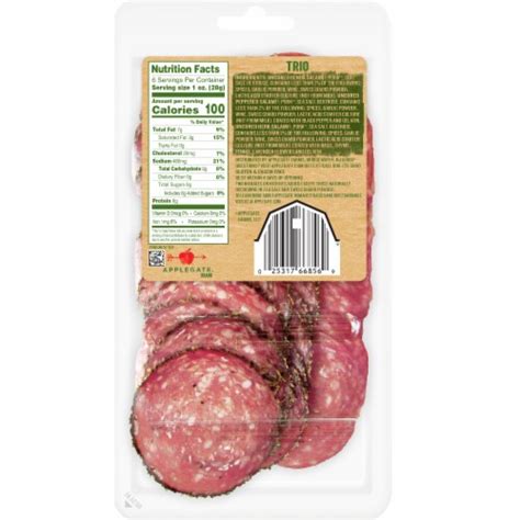 Applegate, Natural Uncured Genoa Salami Trio Sliced, 6oz