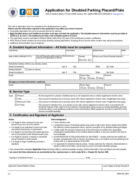 Application Disabled Placard Form Fill Out and Sign Printable PDF