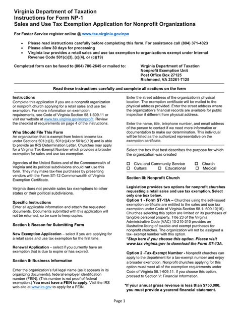 Application For Sales And Use Tax Exemption For Nonprofit Organizations