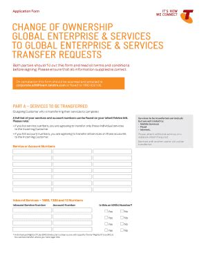 Application Form CHANGE OF OWNERSHIP GLOBAL …