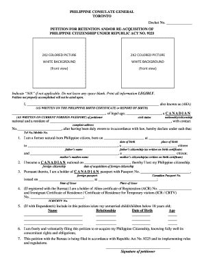 Application Form For Philippine Dual Citizenship