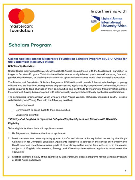 Application Form The MasterCard Foundation