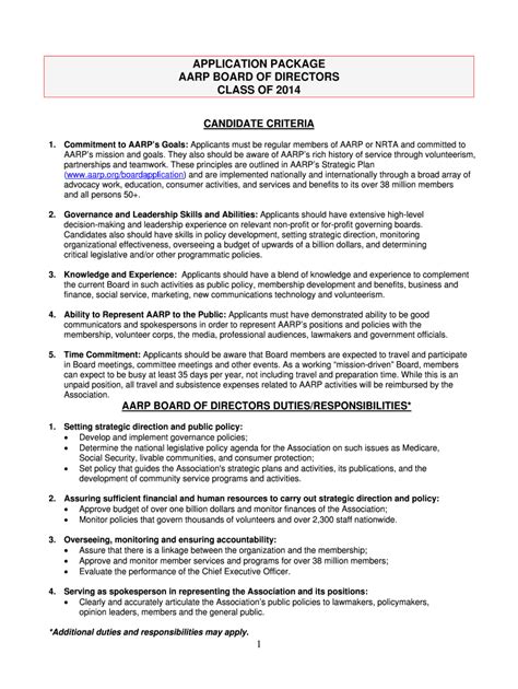 Application Process Board of Directors AARP Foundation
