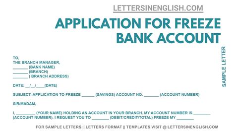 Application for Freeze Bank Account - Request Letter to Freeze Savings ...