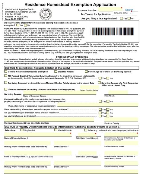 Application for Residence Homestead Exemption - Microsoft