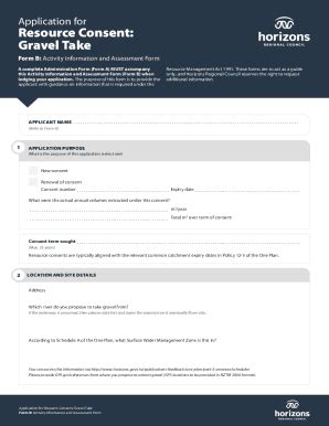 Application for Resource Consent: Gravel Take - Horizons