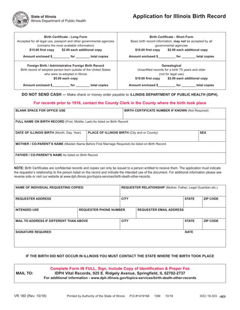 Application for illinois birth record.  On average, mail orders are processed within 20 work...