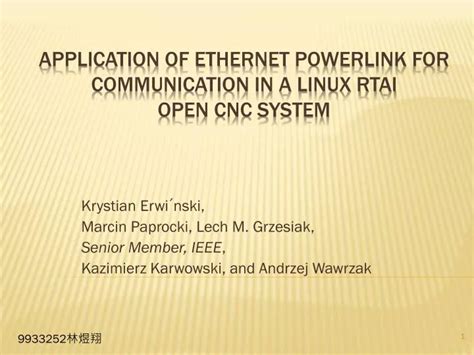 Application of Ethernet Powerlink for Communication in a Linux …