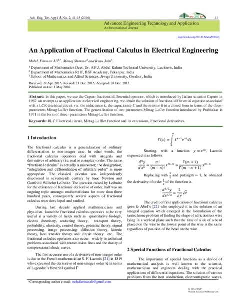 Application of calculus in electrical engineering pdf.  How would the derivative for each of ...