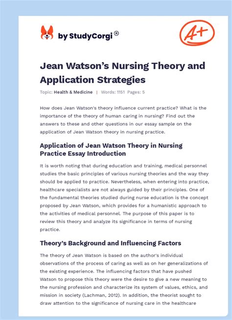 Application of jean watson theory in nursing practice