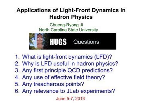 Applications Of Light Front Dynamics In Hadron Physics 1 What Is