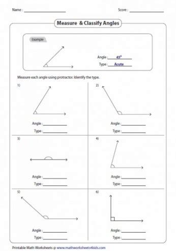 Applications of angle measure worksheet answer key.  Identifying the type ...