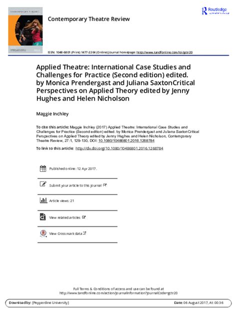 Applied Theatre International Case Studies And Challenges For Practice
