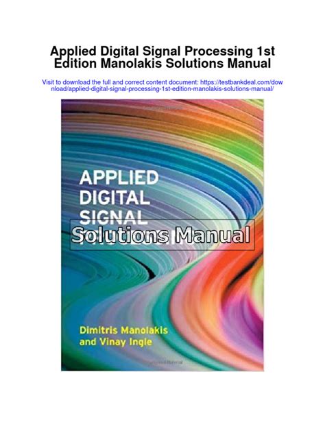 Applied digital signal processing manolakis solutions manual. - 2007 2008 dodge caliber pm factory service manual.