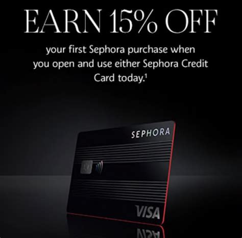 With the Sephora Credit Card, you earn: 25% off your first purchase at Sephora when you open and use your Sephora Credit Card within 30 days of account opening. 1. 2X Beauty Insider Points for every $1 spent at Sephora when you use your Sephora Credit Card. i. 4% back in Credit Card Rewards when you use your Sephora Credit Card in store or ... . 