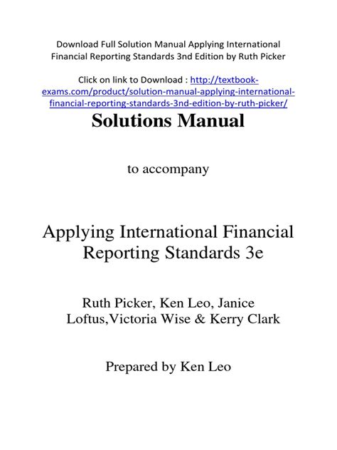 Applying international financial reporting standards solutions manual. - Guide to good food nutrition crossword key.