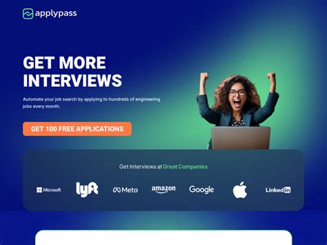 Applypass. Try free! job search. $99. 9. LazyApply 2021. AI-powered tool streamlines cover letter creation, enhancing job applications. writing. ApplyPass: ApplyPass maximizes your job search efforts by submitting 200-400 tailored applications monthly on your behalf. Start with 100 free job applications and boost your interview rate. 