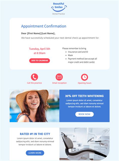 Appointment Confirmation HTML Email Template Mail Designer Create
