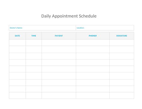 Appointment Schedule For 5 Days Example Calendar Printable