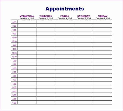 Appointment Schedule Template Excel Collection