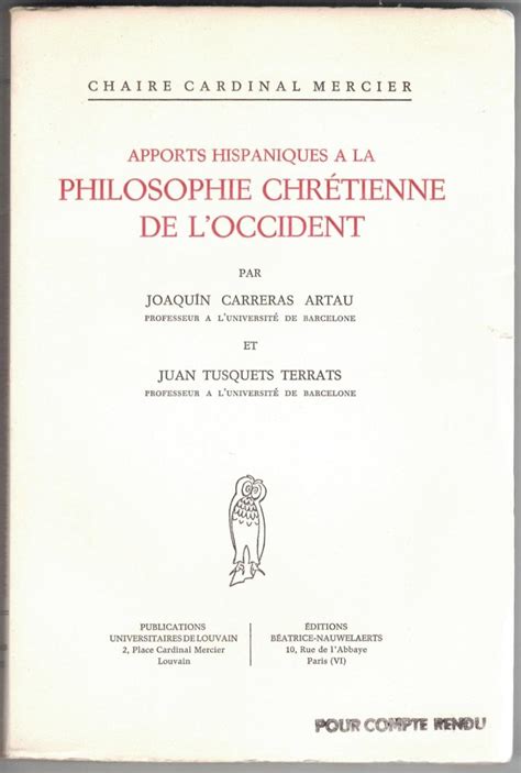 Apports hispaniques à la philosophie chrétienne de l'occident. - The grafter s handbook 6th edition.