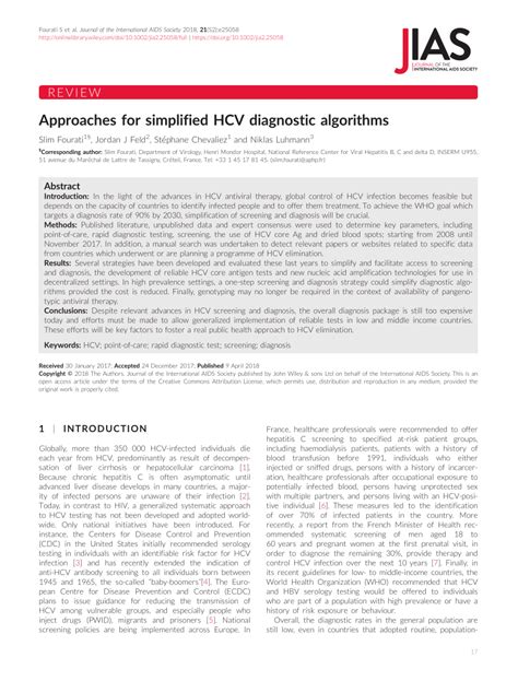 Approaches for simplified HCV diagnostic algorithms. - Europe PMC